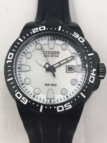 Mens Citizen Eco-Drive Divers Black Stainless Steel $299 Watch