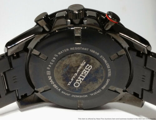 Seiko Sportura V198-0AA0 Perpetual Solar Chronograph Alarm Blacked