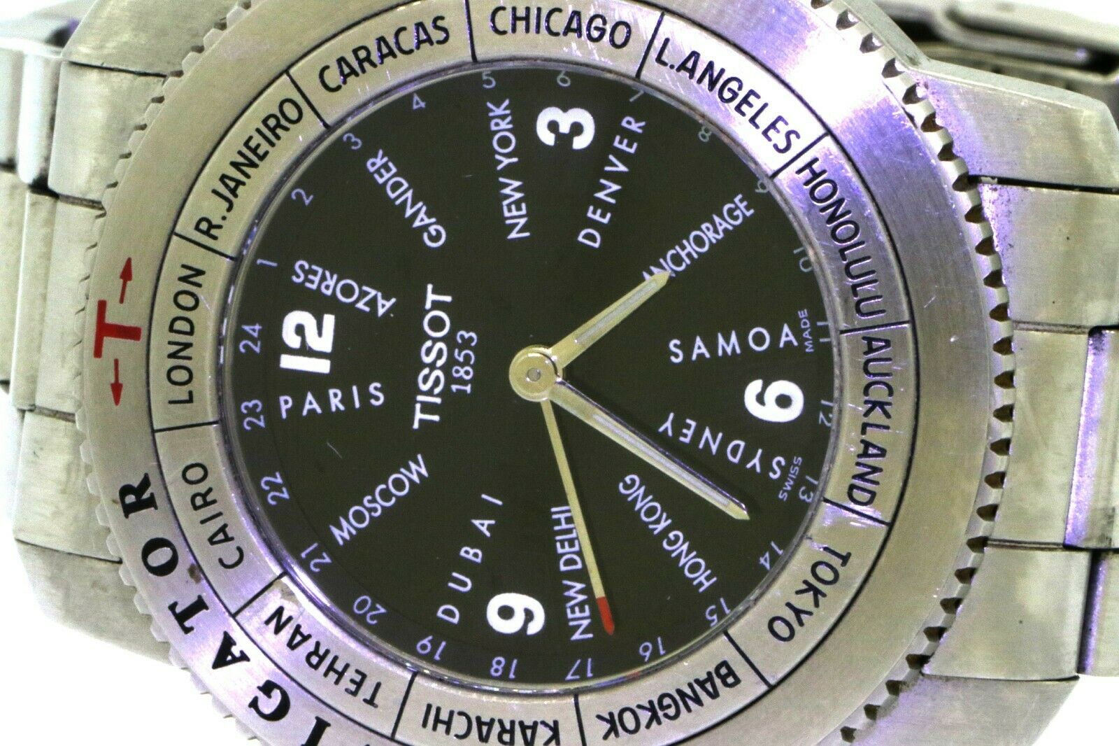 Tissot Navigator N250 vintage SS world time quartz men's watch w