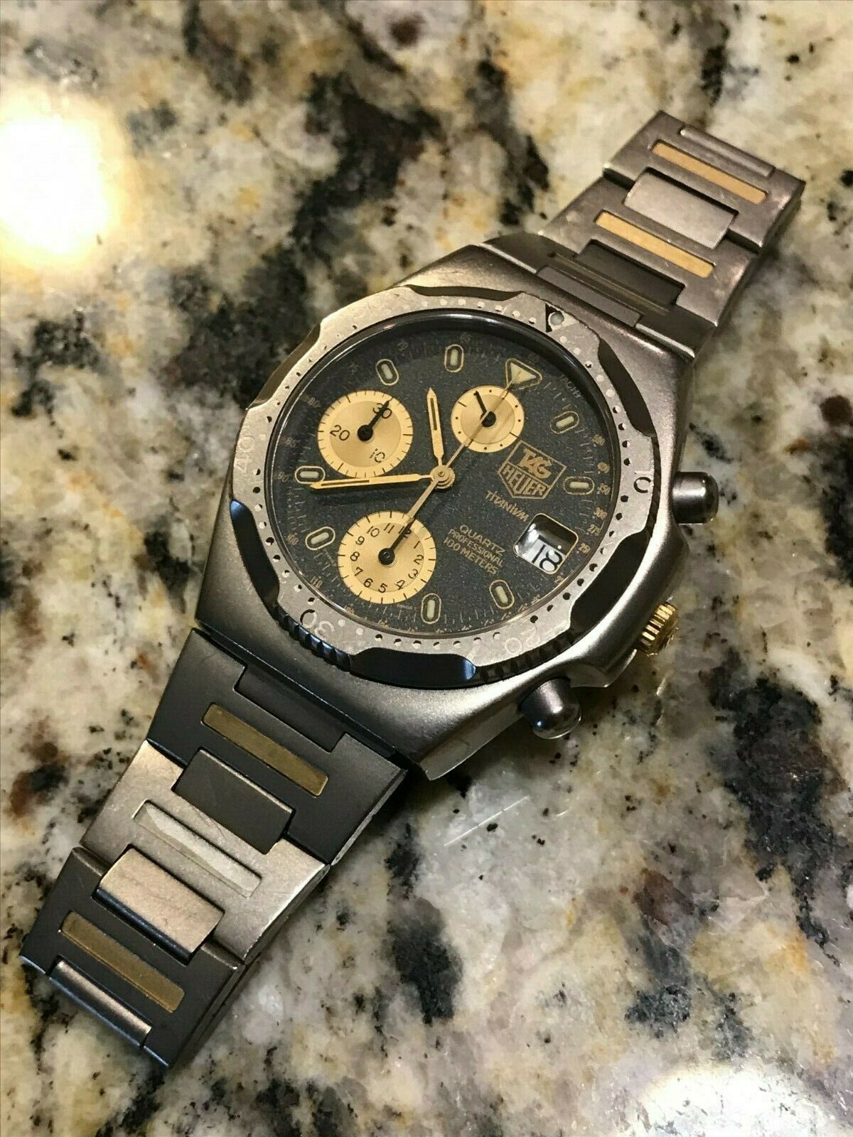 Vintage Tag Heuer 220.206 Quartz Chronograph Titanium Wrist Watch