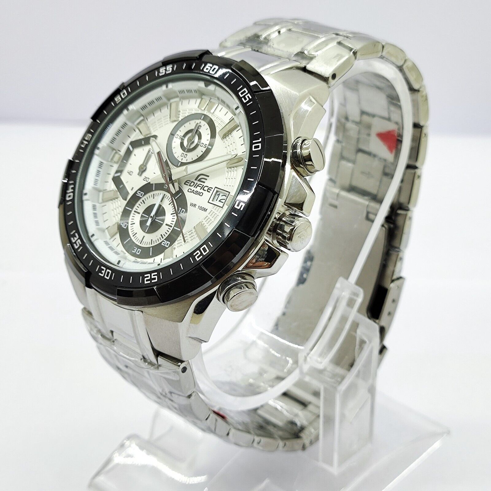 Casio Edifice Chronograph White Dial Black Bezel Quartz Watch Men EFR 539D 7AV WatchCharts Marketplace