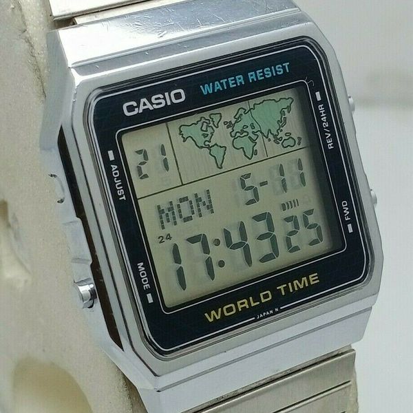 Vintage Casio A300U Module 643 World Time Alarm Digital Watch