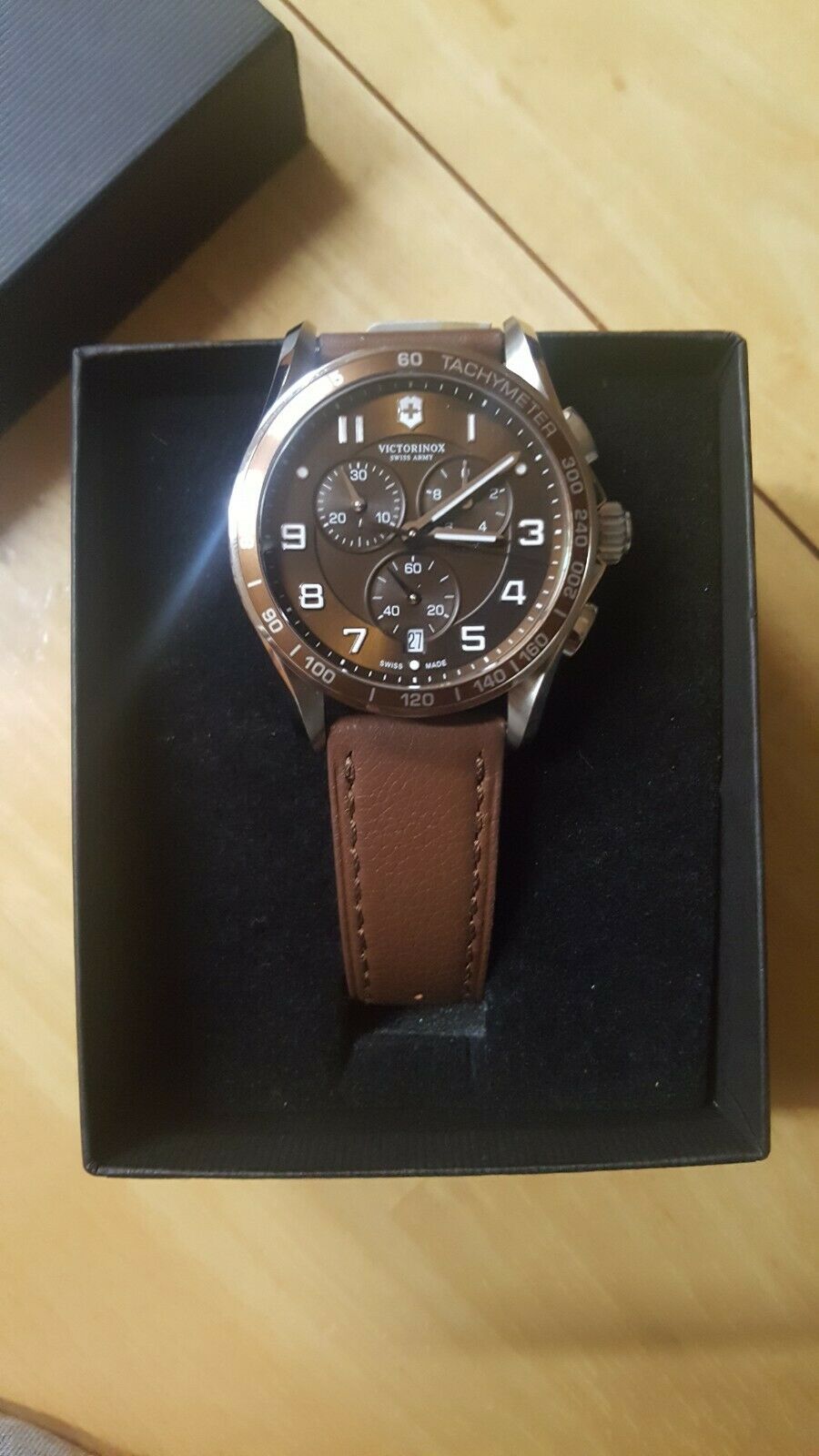 Victorinox Chrono Classic XLS Brown Dial Leather Strap Men s Watch