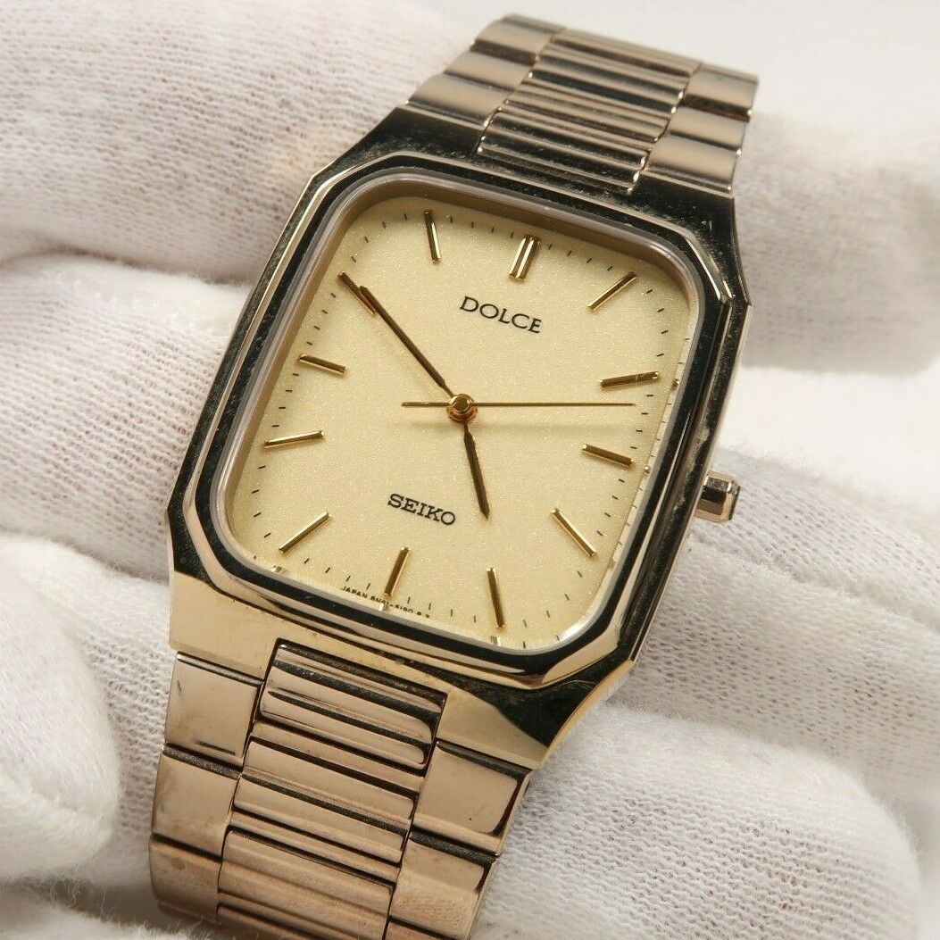 Vintage SEIKO QUARTZ DOLCE 8N41-5140 TUNGSTEN CARBIDE Watch JAPAN