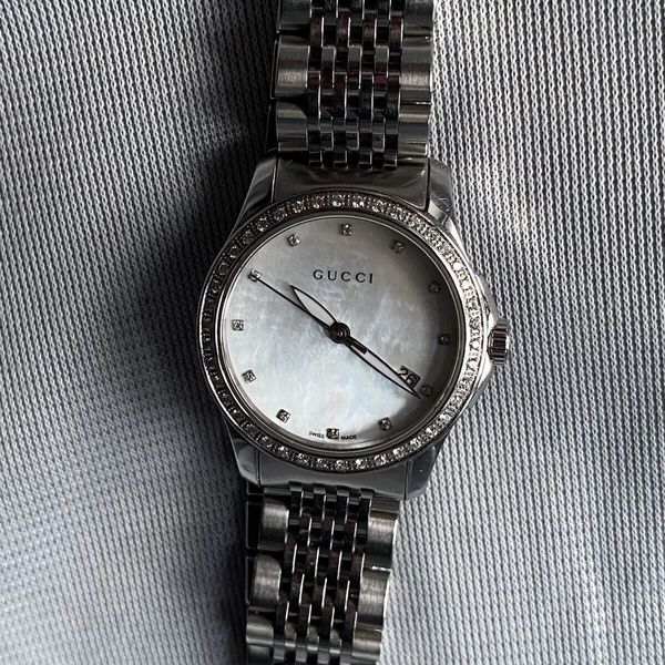Gucci G Timeless Mother of Pearl White Dial Silver Steel Strap Watch For Women - YA126444