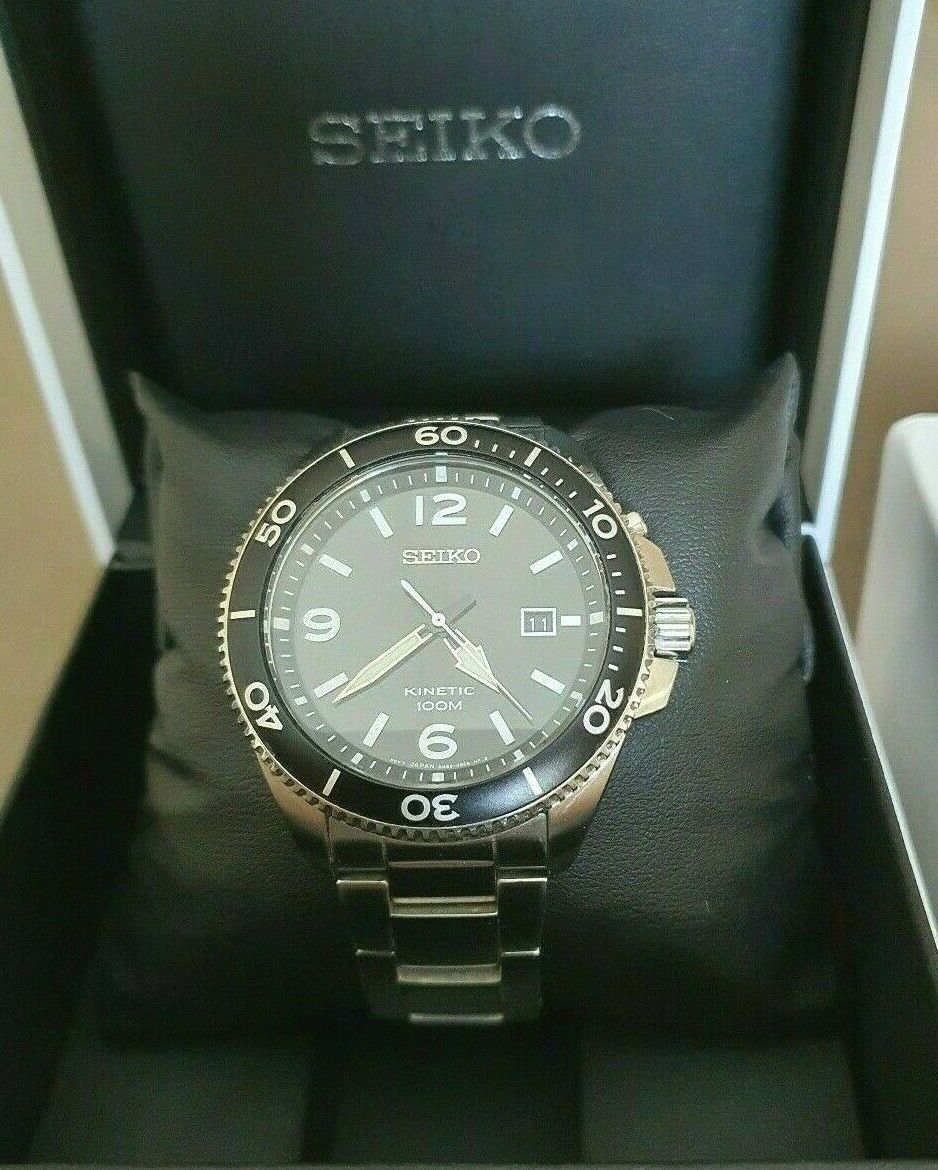 Seiko Kinetic Sports 5M82-0AY0 Stainless Steel, Mint, with Box