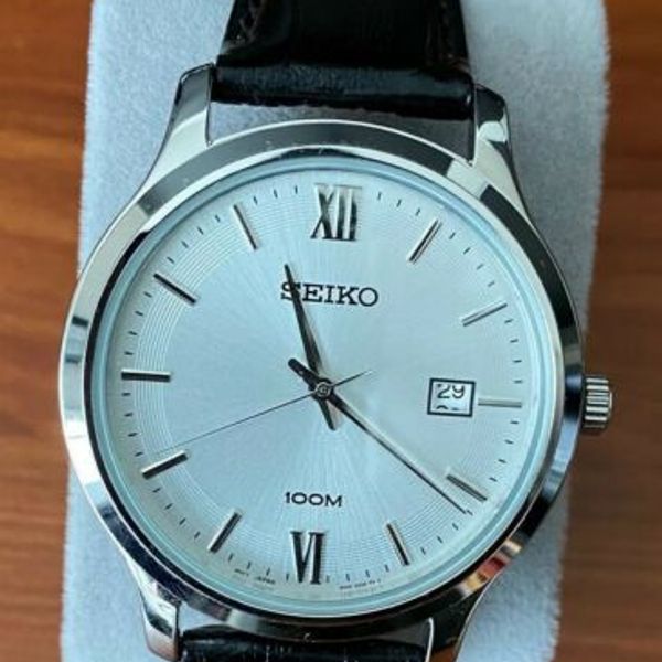 SEIKO 6N42-00F0 Quartz Analog Black Leather Men’S Wristwatch -New ...