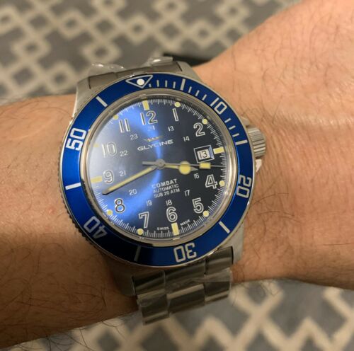 Glycine Men s 3908.188AT.B1.MB Combat Sub Automatic 42mm Blue Dial