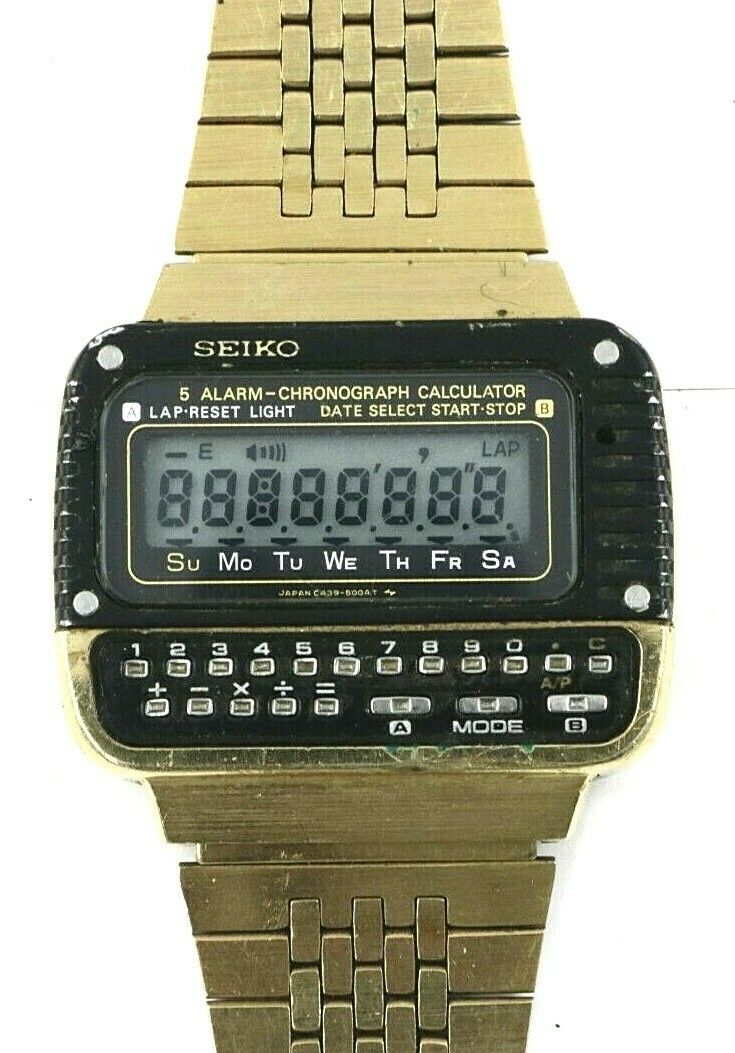 Vintage Seiko C439 5000 Digital Alarm Chronograph Calculator Watch