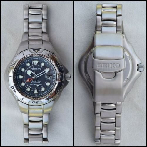 Serviced Seiko Pipin 8F58-0020 Titanium HAQ Perpetual GMT