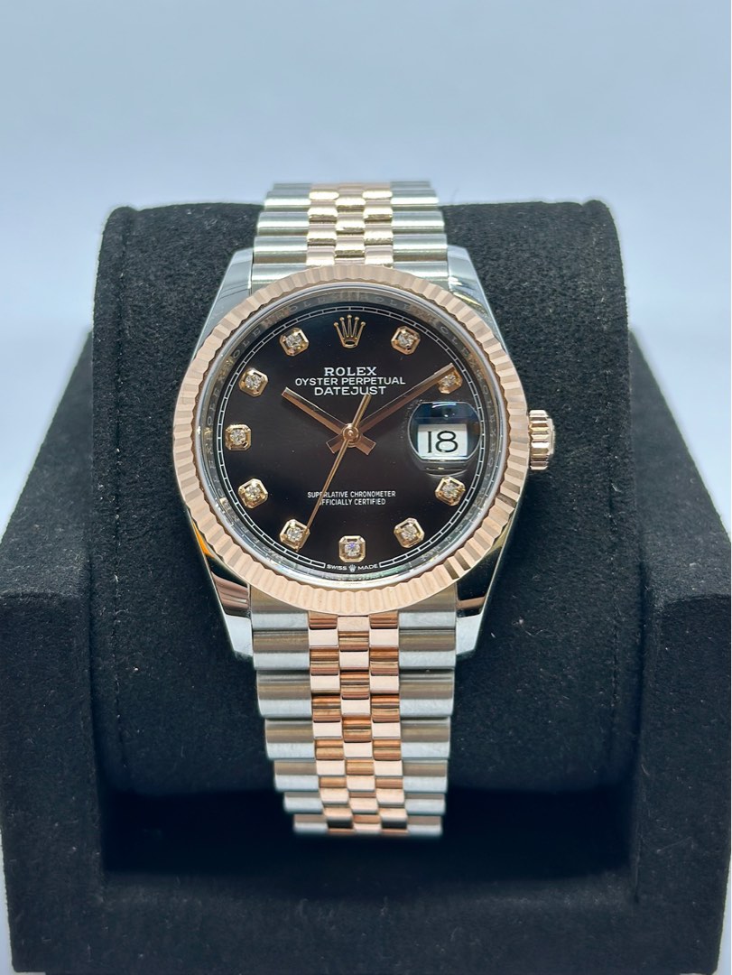 Rolex datejust rose gold black outlet dial