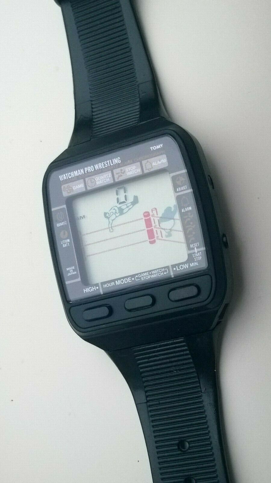 Tomy Watchman Pro Wrestling Vintage LCD Digital Game Watch-Boxed