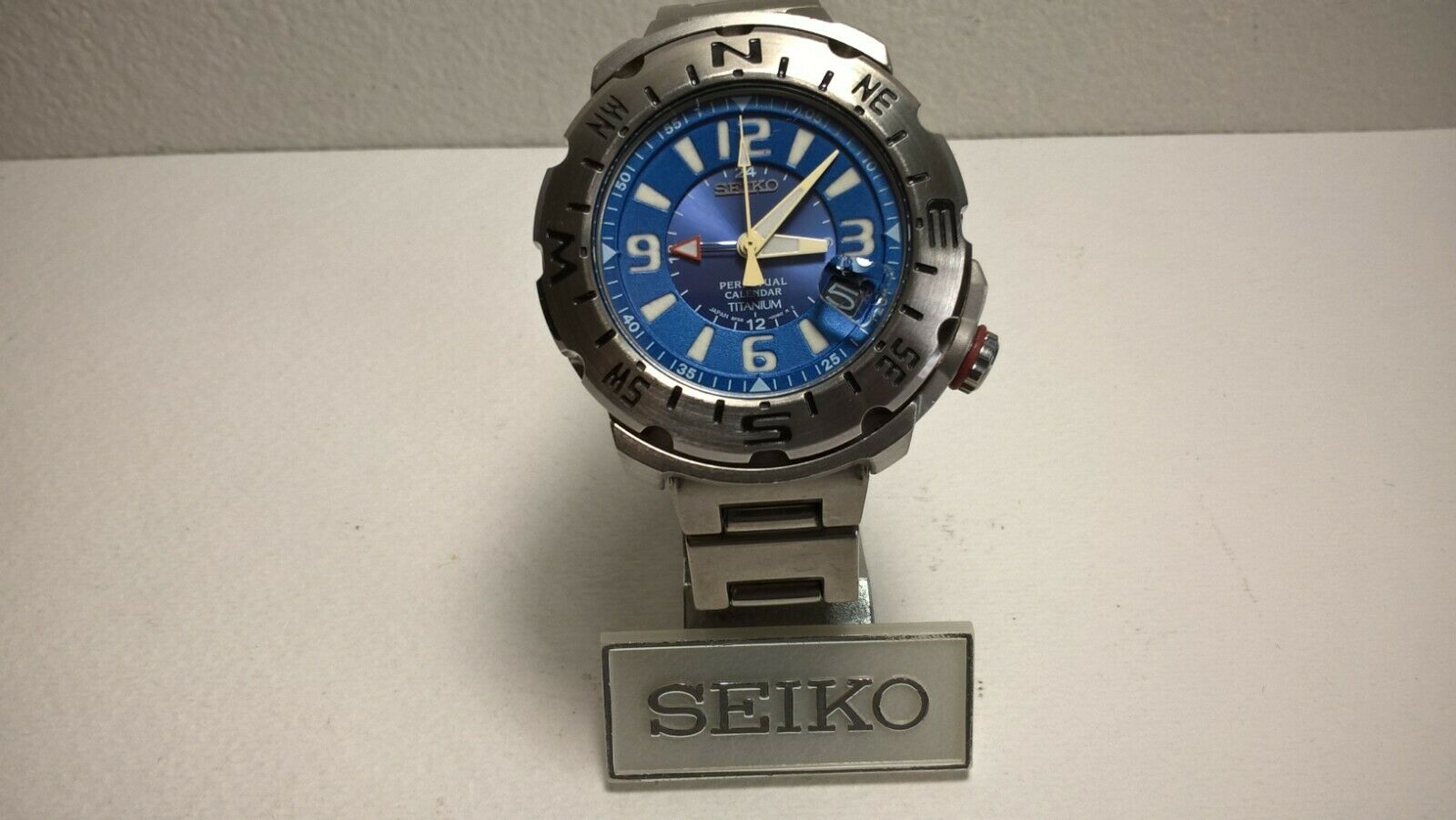 Rare Blue Seiko Prospex Landtrek SBCJ011 8F56-0070 Titanium GMT 
