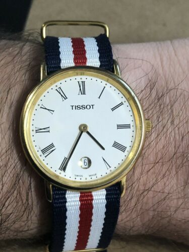 Men s Tissot Tradition T890K Gold Tone Swiss Watch. New NATO Strap