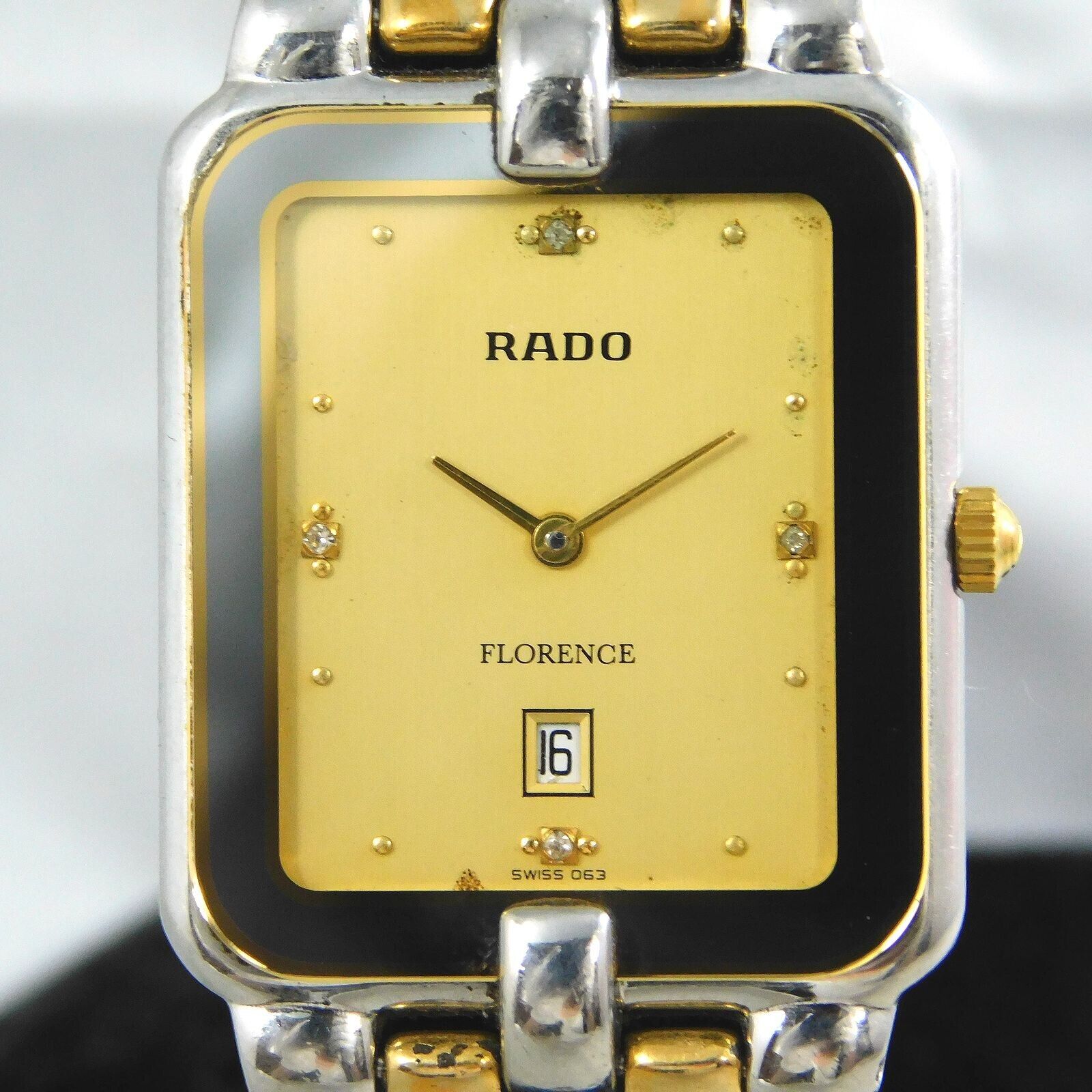 RADO FLORENCE 160.3653.4 SILVER GOLD MEN'S DATE VINTAGE