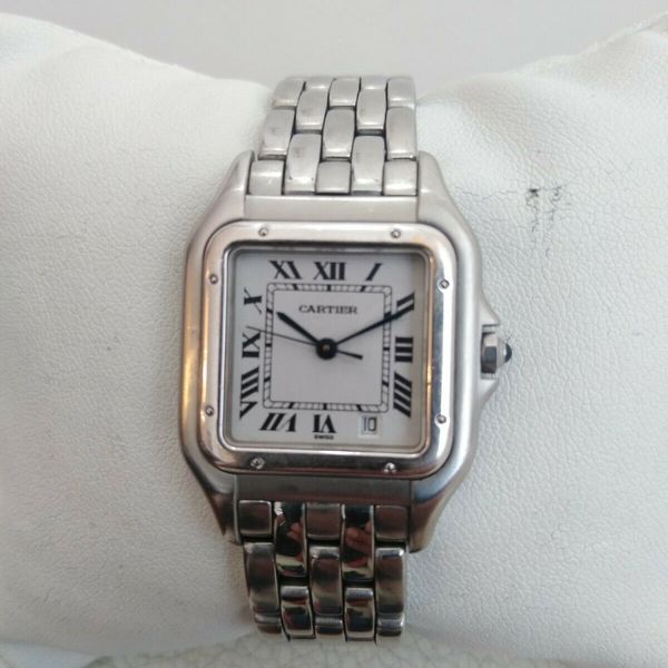 CARTIER PANTHERE QUARTZ SWISS MADE OR ET ACIER REF 110000 CALENDAR ...