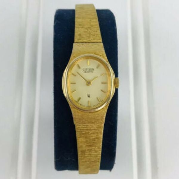 VINTAGE Citizen Quartz Women's Wrist Watch Gold Color Base Metal 5920 ...