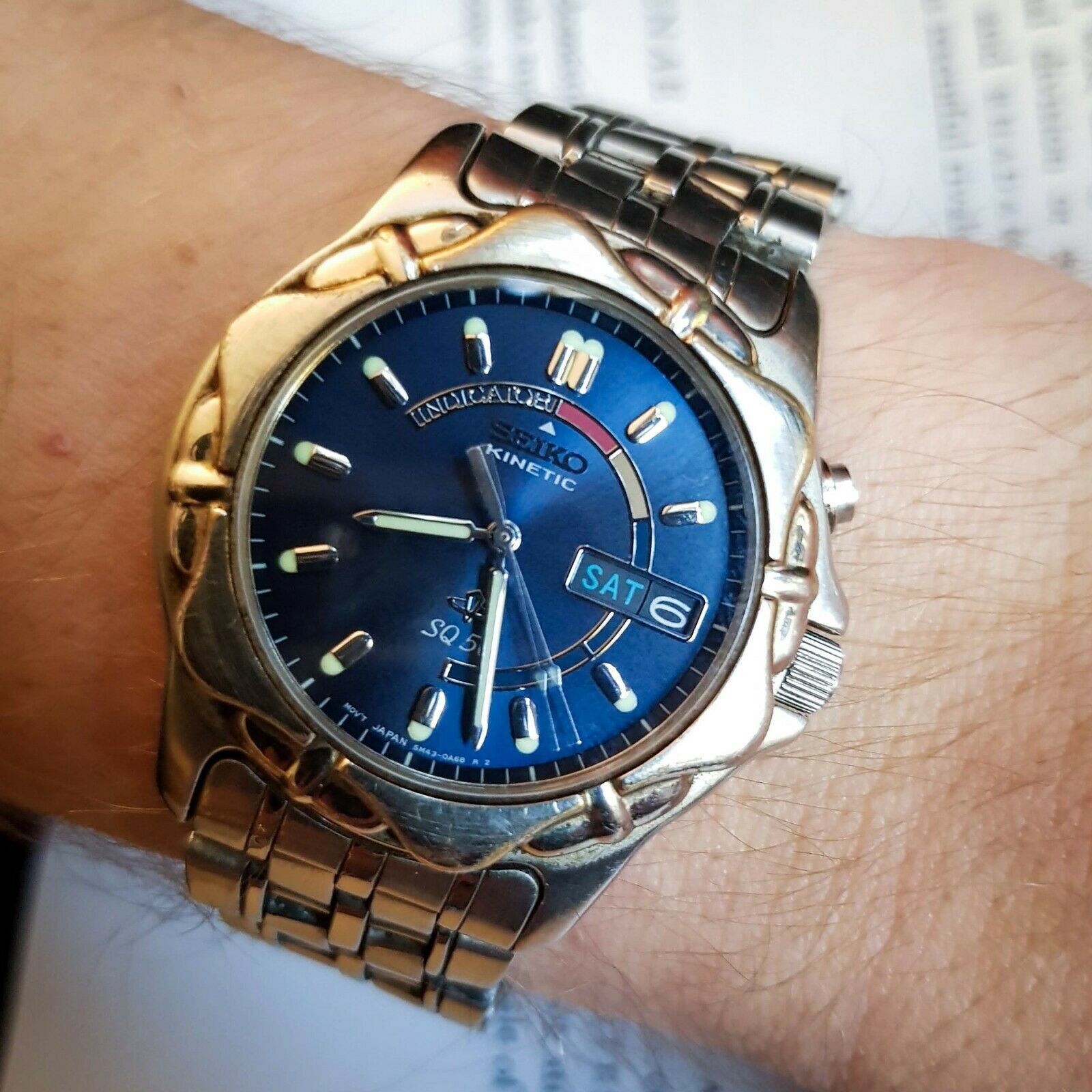 SEIKO KINETIC 腕時計 ダークブルー Vintage Seiko Kinetic SQ50, men's watch Working, 5M43-0A50