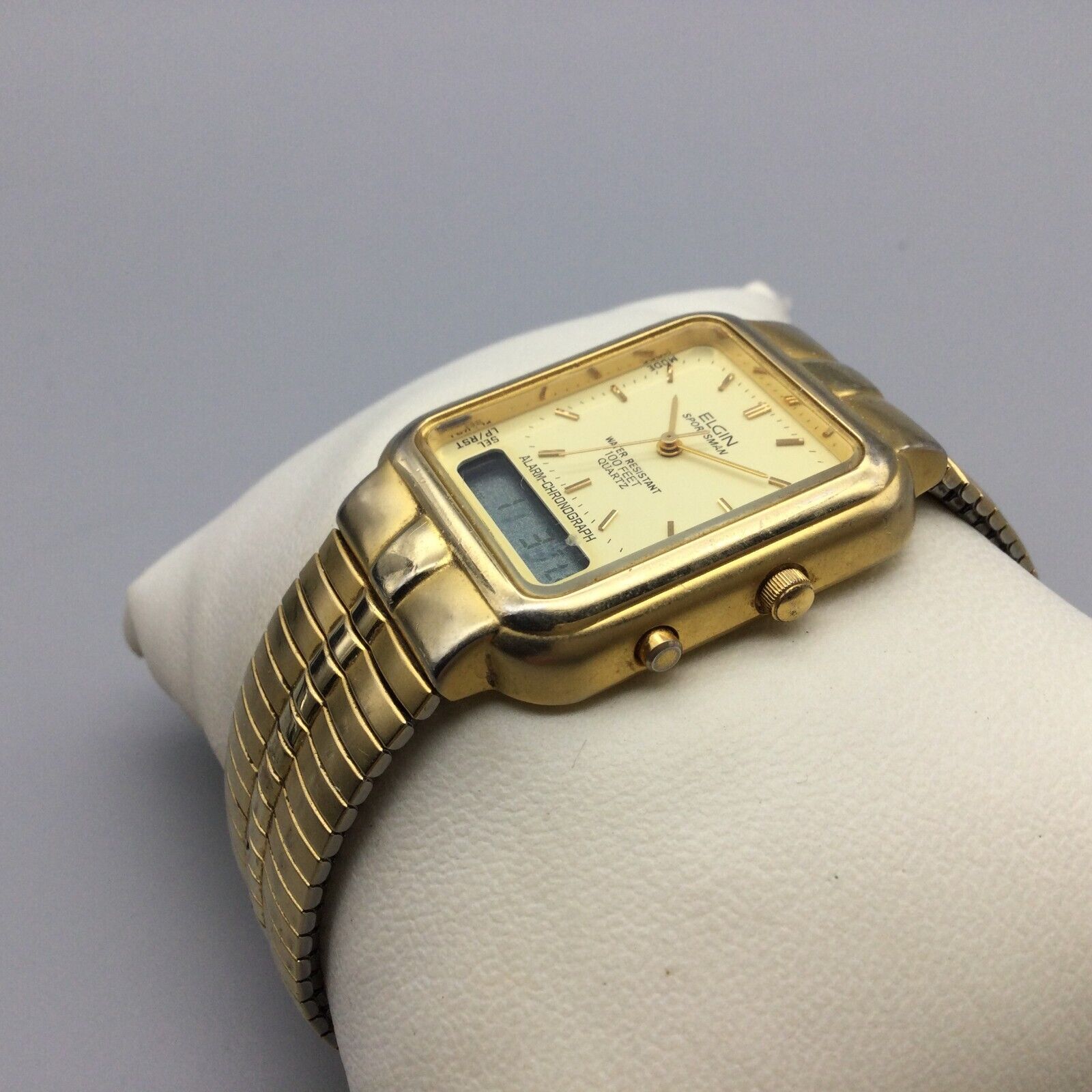 Vintage Elgin Sportsman Watch Men Gold Tone Alarm