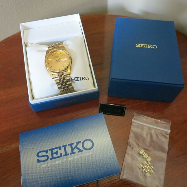 Seiko SGF206 Gold-Tone Stainless Steel Dress Watch, New Battery, Box and  Papers | WatchCharts Marketplace
