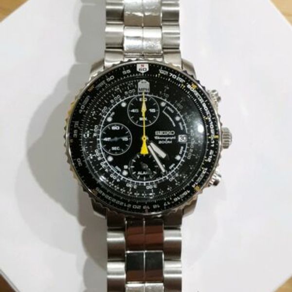 Seiko SNA411 Flightmaster Pilot Alarm Chronograph 200m Men's Watch