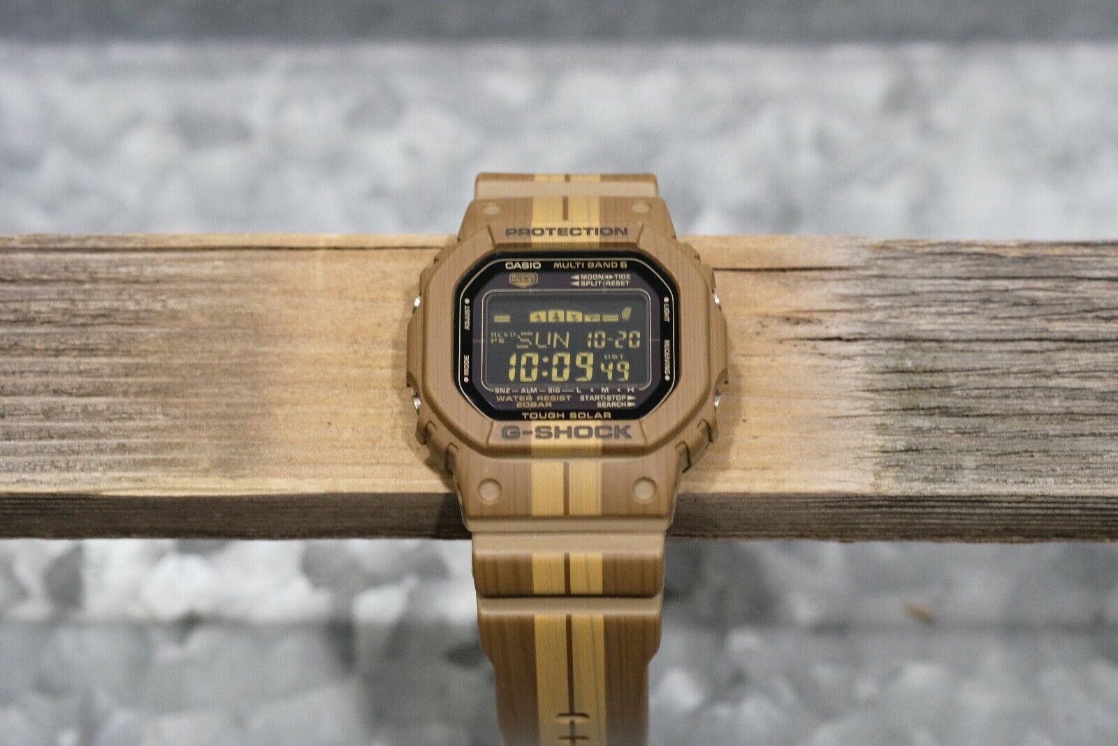 Casio G-Shock GWX-5600WB-5 Solar Atomic Wood Grain Mens Watch