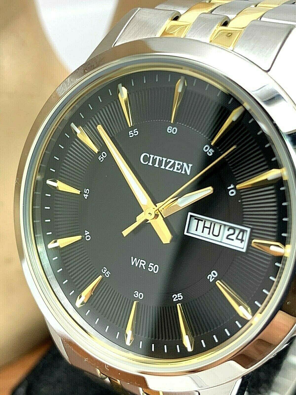Citizen Men's Watch 1502-S097843 Quartz Black Dial Two Tone