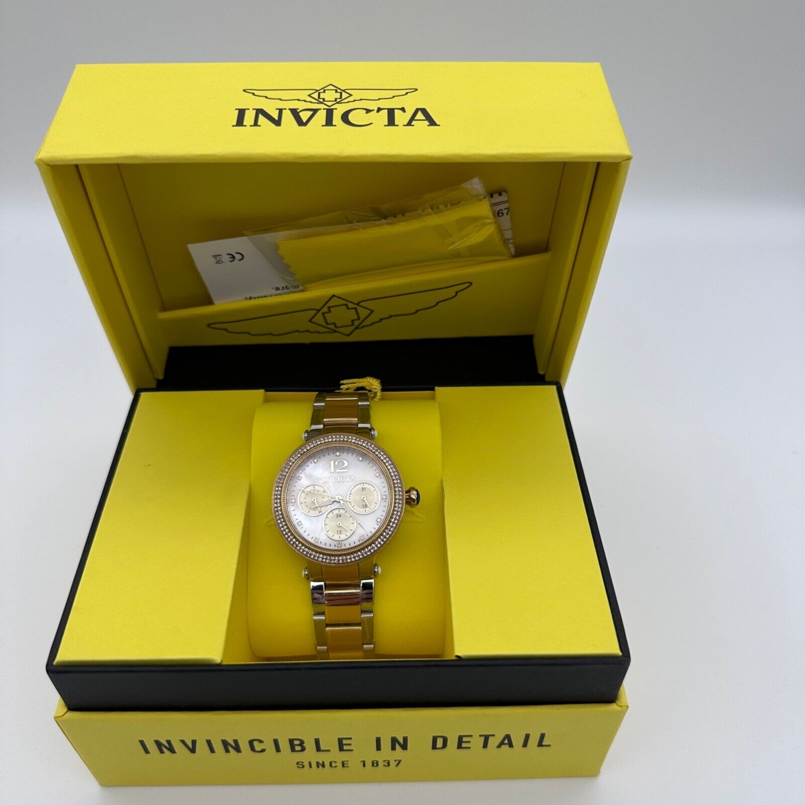 Invicta Bolt 44705 White Gold Color MOP Dial Crystal Bezel Women\'s Watch Invicta Ladies 44705 Bolt Crystal Accented | Mercari main image 3
