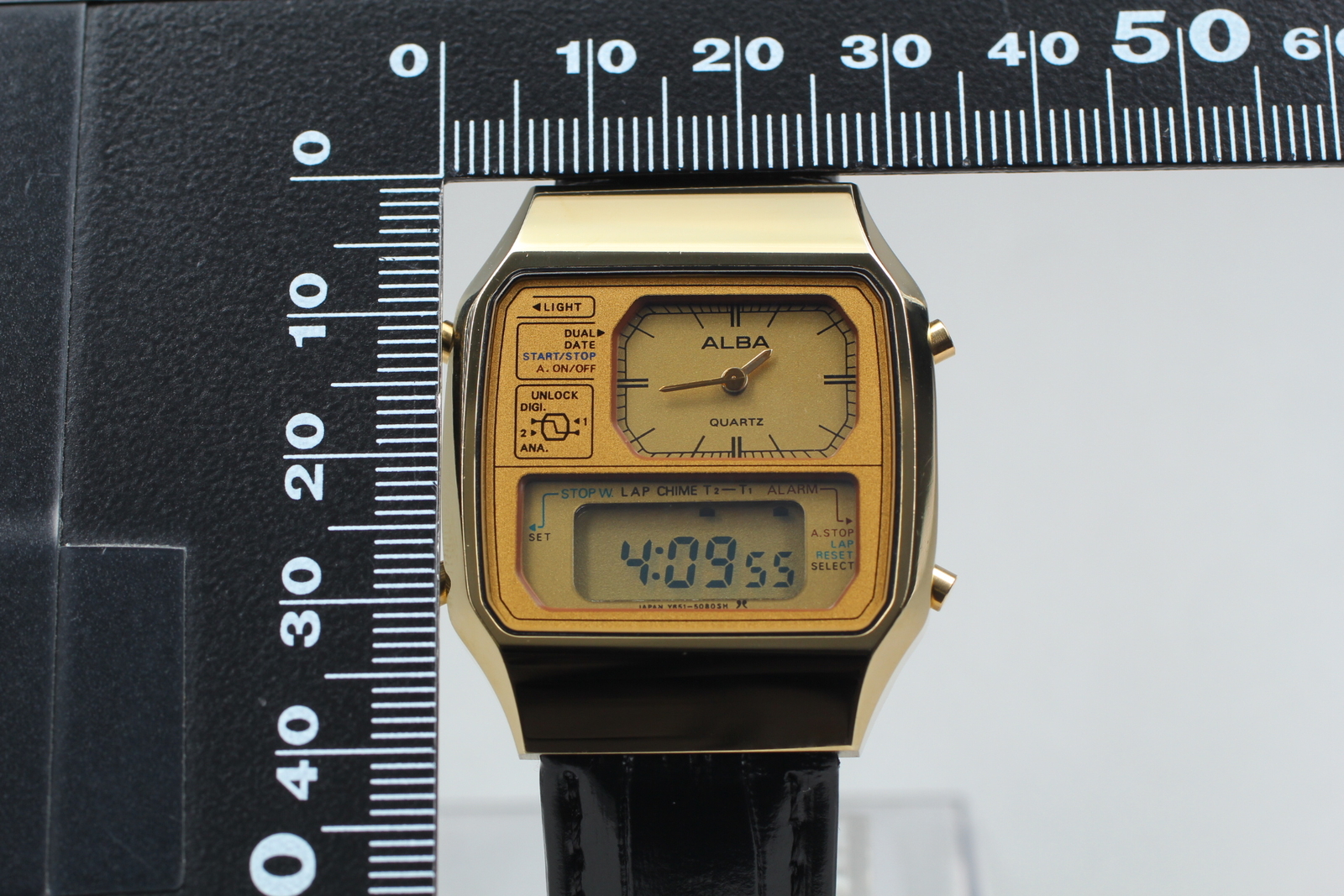 Read [N MINT] Seiko ALBA Twin Qz Y651-5150 Ana-Digi Gold Men's