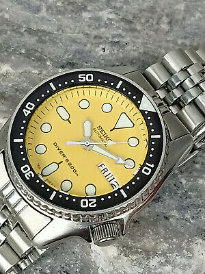 STUNNING YELLOW MOD SEIKO DIVER 7S26-0030 SKX013 AUTOMATIC MEN'S