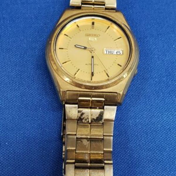 Gold Tone Men's Seiko 5 Automatic Wristwatch 7S26-8760 - Runs - VT32 |  WatchCharts