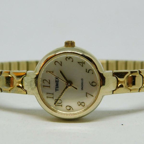Timex Indiglo Gold Tone Quartz Analog Ladies Watch Sz. 6 3/4" WatchCharts Marketplace