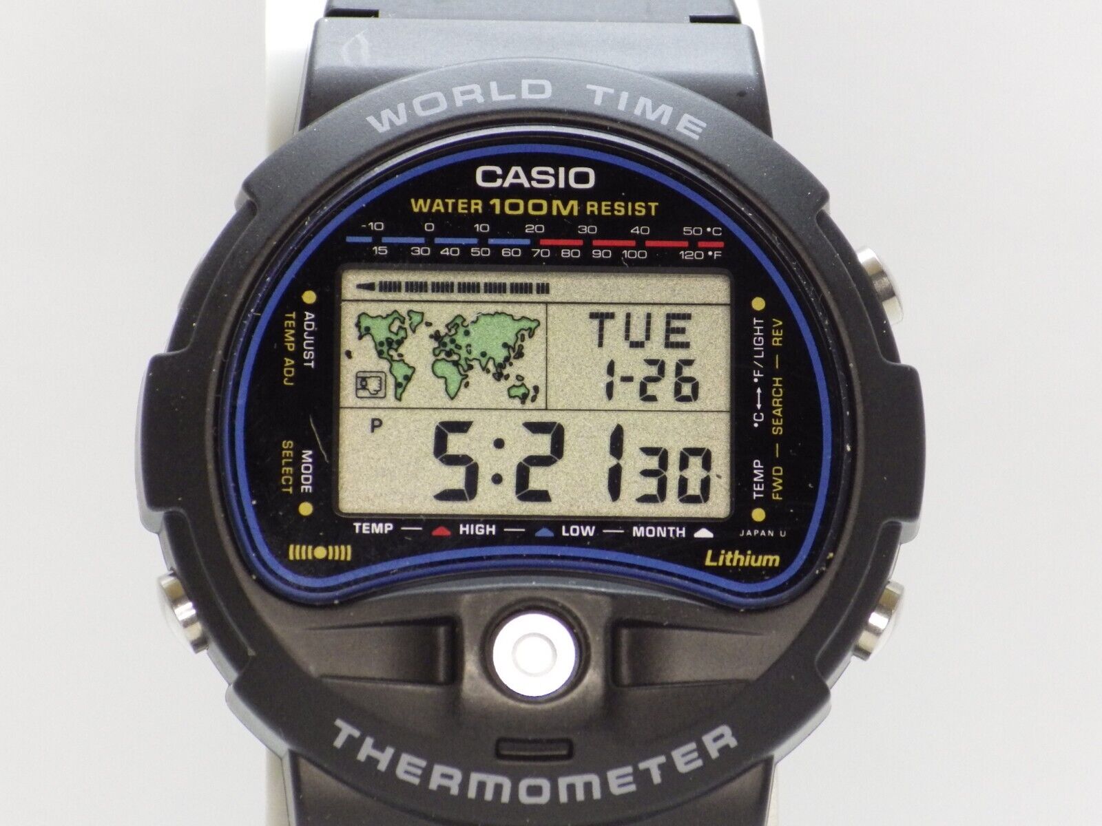Casio TS-100 Thermometer World Time Vintage Men's Watch