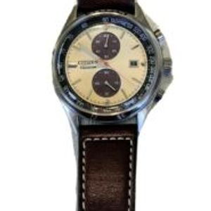 Citizen Eco-Drive Chronograph Tachometer Men's Brown deals Leather