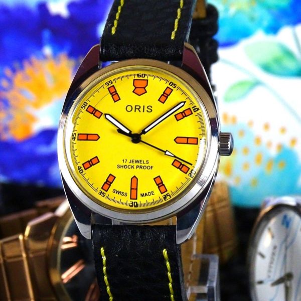 VINTAGE ORIS Men s Watch. Hand Winding Yellow Orange Dial 17jewel Swiss Made WatchCharts Marketplace