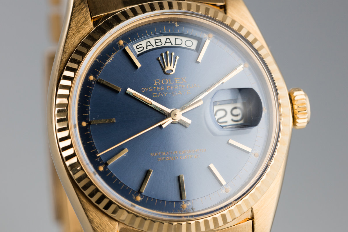 FS 1967 Rolex 18K Day Date 1803 Blue Dial with Spanish Day Wheel