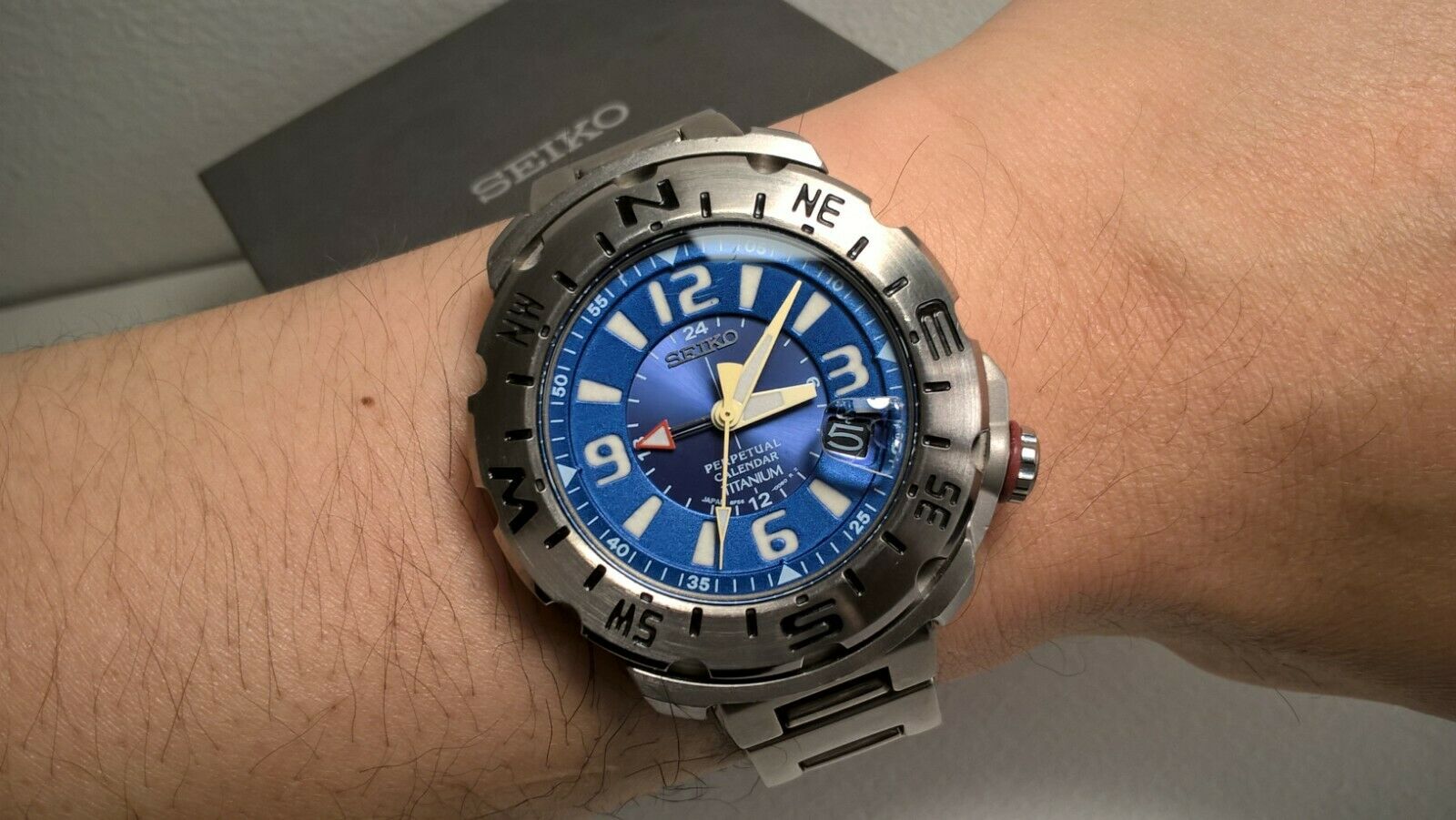 Rare Blue Seiko Prospex Landtrek SBCJ011 8F56-0070 Titanium GMT 