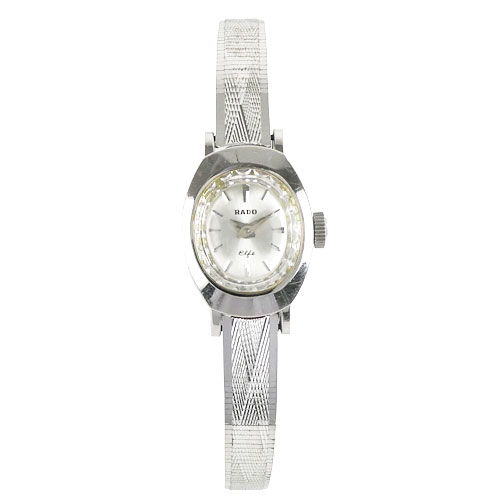 RADO] ELFE elf 585 K14WG silver dial manual winding ladies watch