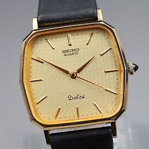 Vintage 1983 [Exc+5] Seiko Dolce 5931-5560 Gold Square Quartz Mens