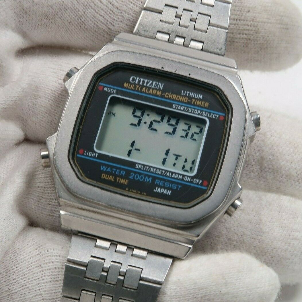CITIZEN P100-311493 TA MULTI ALARM CHRONO Digital Watch Japan 