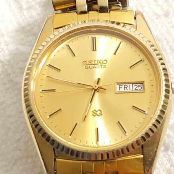 Vintage Seiko Gold Tone Day Date Presidential Watch Jubilee Bracelet ...