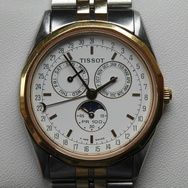 Tissot - PR100 Full Calendar & Moon Phase - P365/465 - Steel/gold