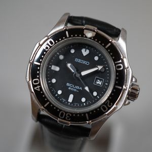 SEIKO SCUBA 7N35-6010 AIR DIVER 200M STAINLESS Mens Japan