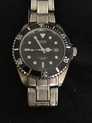 Vintage+Casio+Mtd-1010+Black+Submariner+100m+Quartz+Dive+Watch for