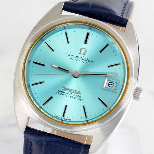 OMEGA CONSTELLATION CHRONOMETER AUTO CAL1011 DATE SKY BLUE DIAL MEN'S ...