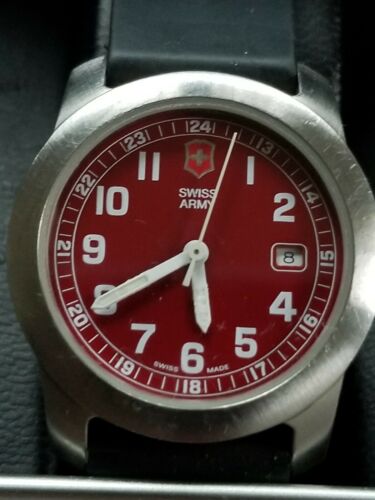 swiss army watch red face
