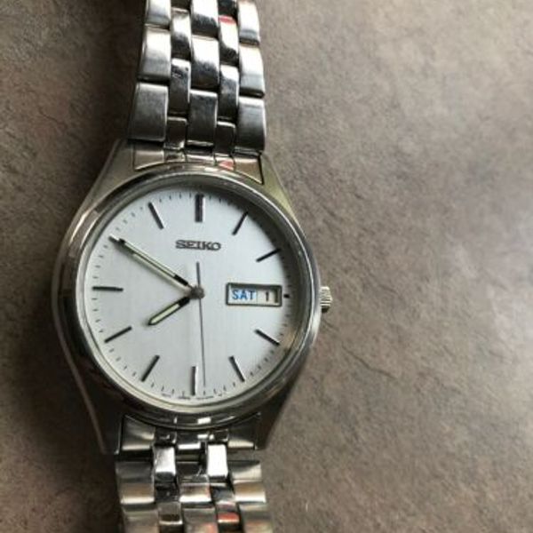 SEIKO Stainless Steel 7N43-9048 Day/Date Quartz Men's Wristwatch orig ...