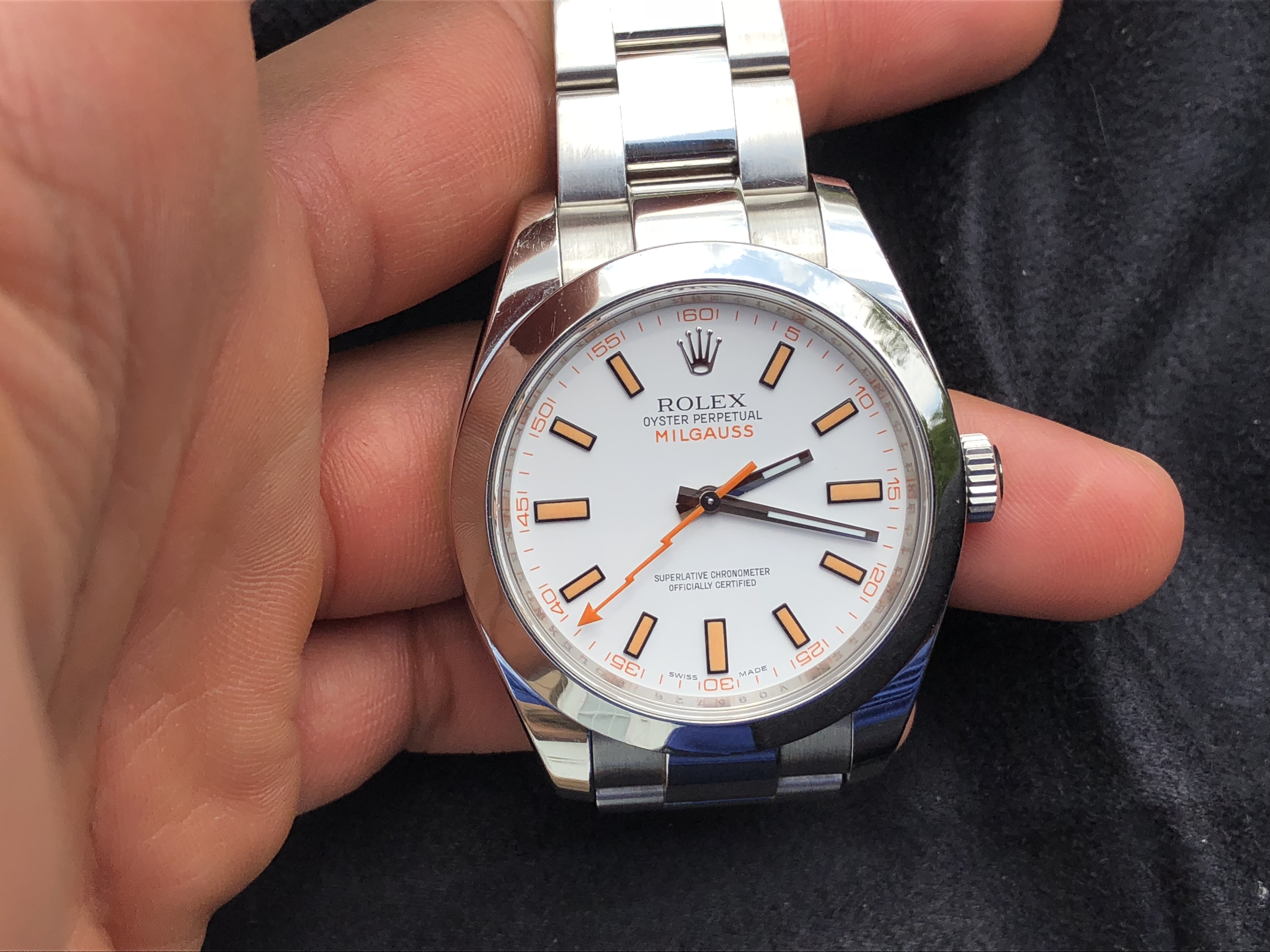 SOLD Rolex Milgauss white dial 114600 4750 shipped WatchCharts