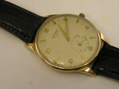 Vintage Longines Watch Jumbo Case Solid 18k Gold 38mm Cal 27m 1956