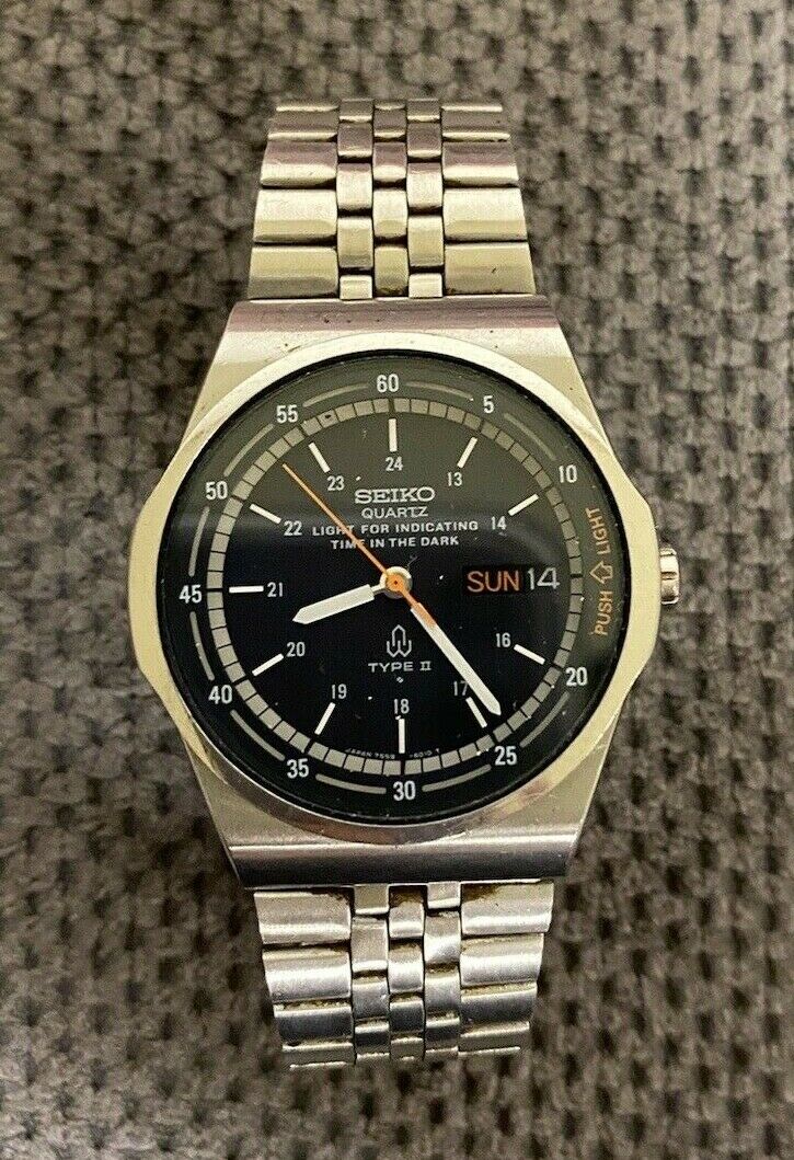 SEIKO セイコー TYPEⅡ 7559-601A デイデイト 腕時計 VTG Seiko Men's Type II Watch Black Dial 7559-601A Quartz Movement